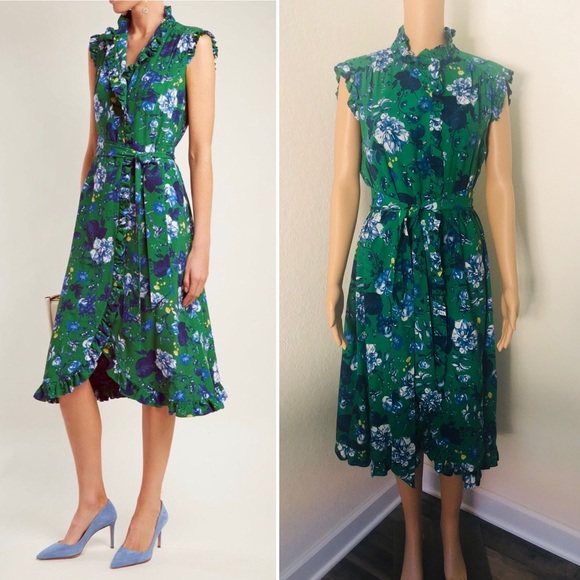 ERDEM Sebla crepe floral midi dress 10 - Picture 2 of 9